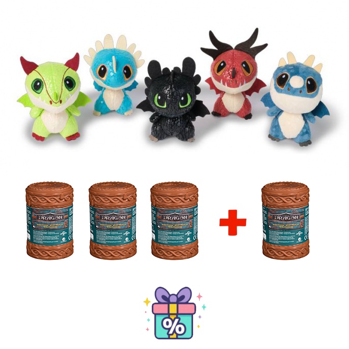 AKCIJA 3+1 brezplačno: Kako izuriti svojega zmaja - 4 plišasti zmaji v sodu za ceno 3