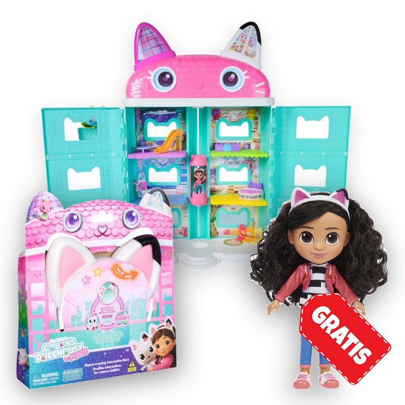 AKCIJA: Gabby’s Dollhouse velika hiša iz filma + ušesa z efekti + česljena lutka BREZPLAČNO