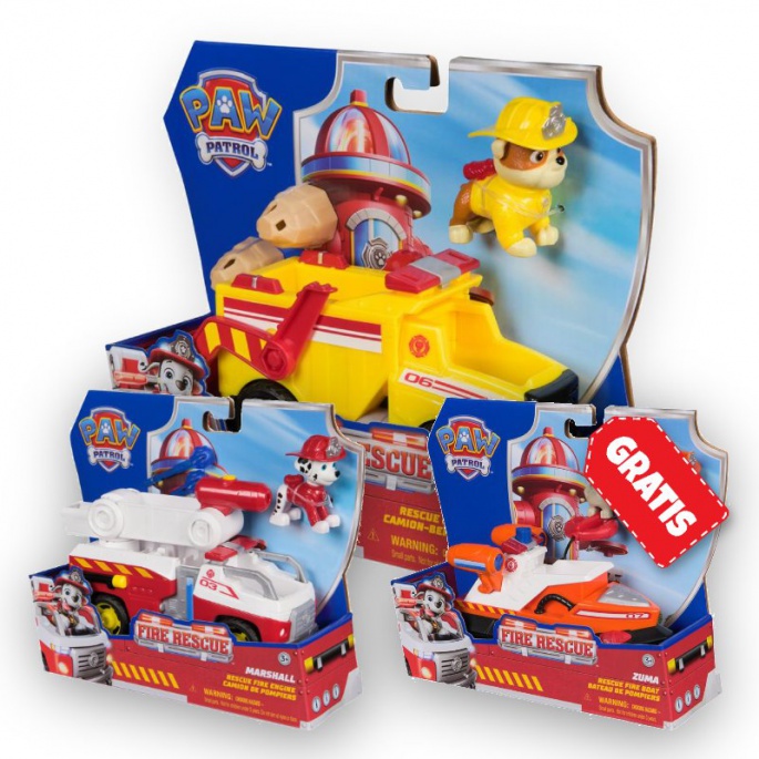 AKCIJA: Paw Patrol vozila Fire Rescue Rubble + Marshall + Zuma BREZPLAČNO