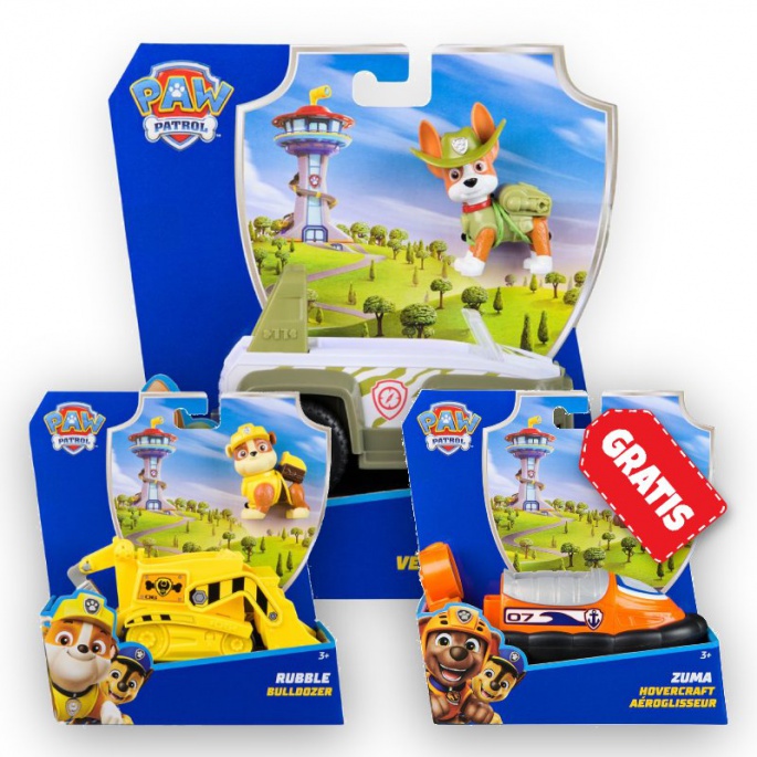 AKCIJA: Paw Patrol osnovna vozila Tracker + Rubble + Zuma BREZPLAČNO