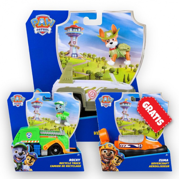 AKCIJA: Paw Patrol osnovna vozila Tracker + Rocky + Zuma BREZPLAČNO