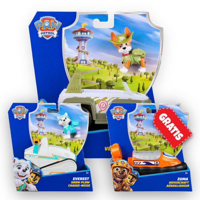 AKCIJA: Paw Patrol osnovna vozila Tracker + Everest + Zuma BREZPLAČNO