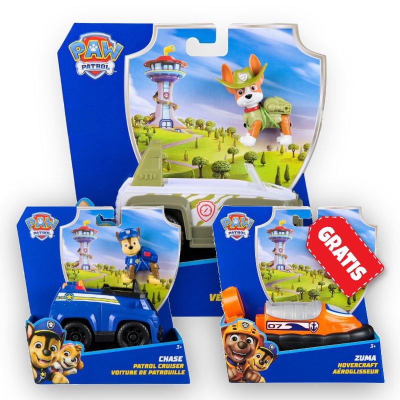 AKCIJA: osnovna vozila Paw Patrol Tracker + Chase + Zuma BREZPLAČNO