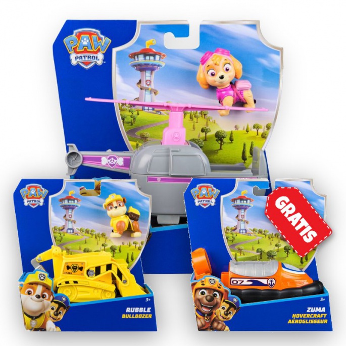 AKCIJA: Paw Patrol osnovna vozila Skye + Rubble + Zuma BREZPLAČNO