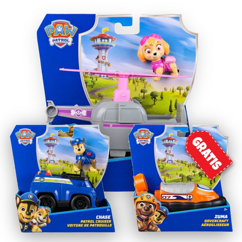 AKCIJA: Paw Patrol osnovna vozila Skye + Chase + Zuma GRATIS