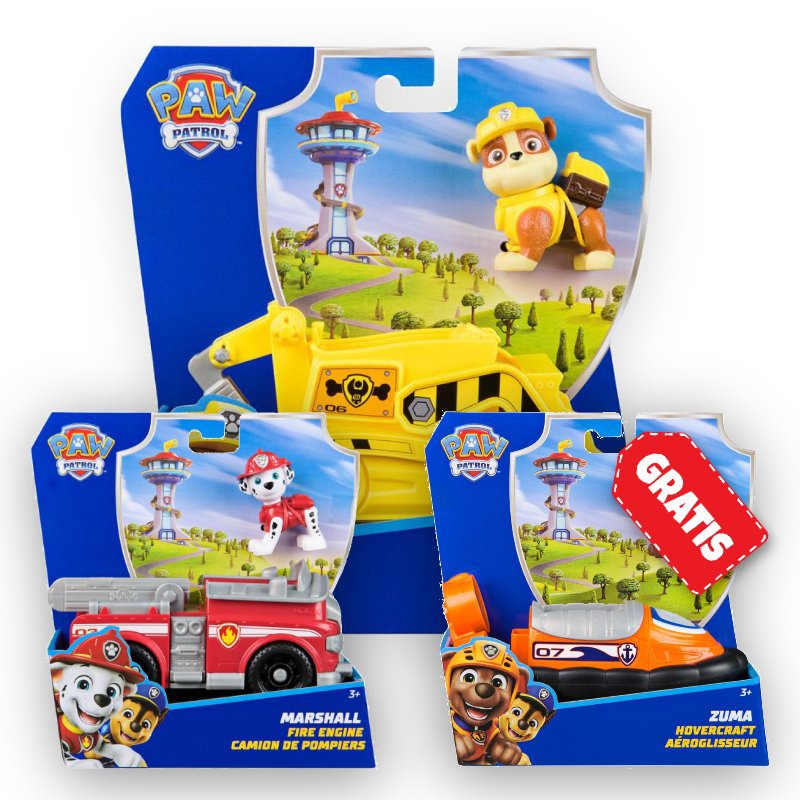 AKCIJA: Paw Patrol osnovna vozila Rubble + Marshall + Zuma BREZPLAČNO