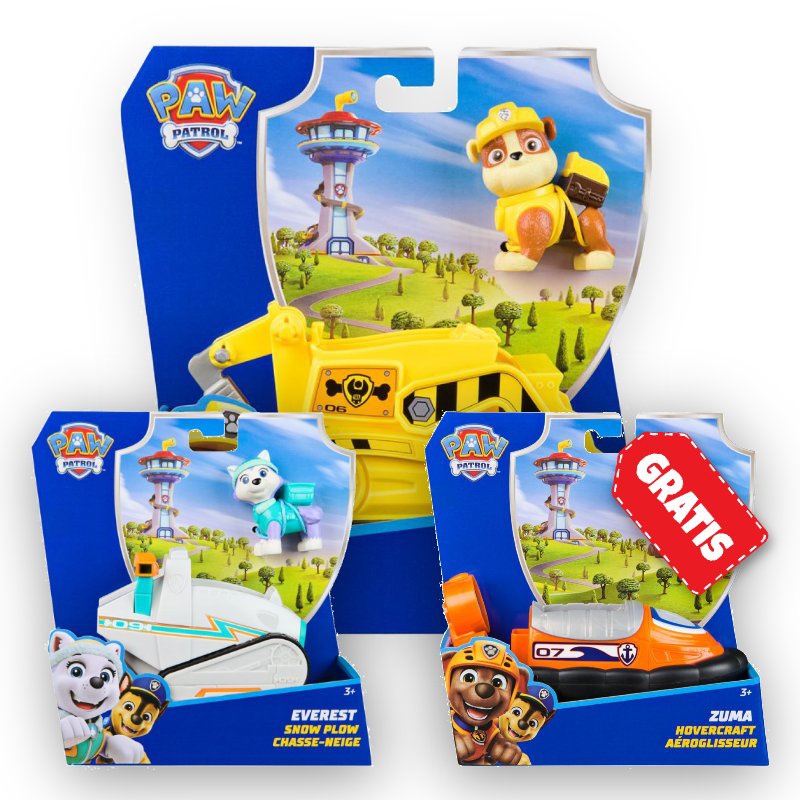 AKCIJA: Paw Patrol osnovna vozila Rubble + Everest + Zuma BREZPLAČNO