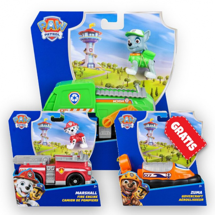 AKCIJA: osnovna vozila Paw Patrol Rocky + Marshall + Zuma BREZPLAČNO