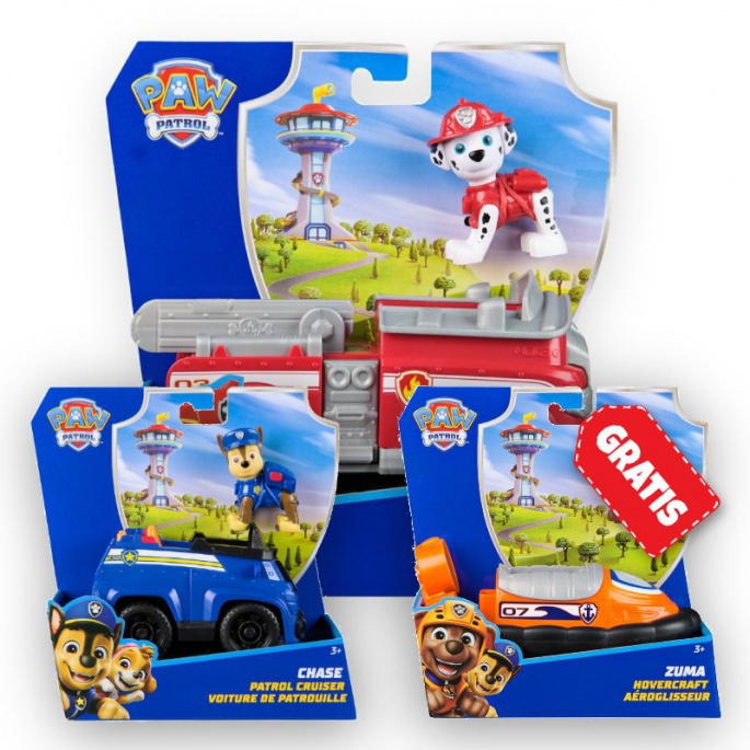 AKCIJA: osnovna vozila Paw Patrol Marshall + Chase + Zuma BREZPLAČNO