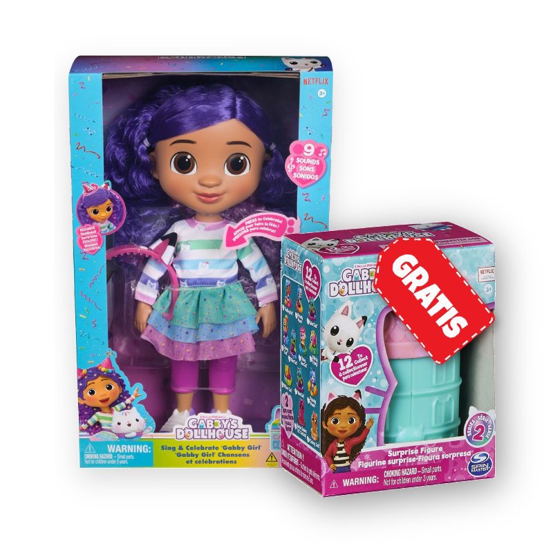 Akcija 1+1 Gabby hiša interaktivna lutka z zvoki + figurica Gábi v hiši BREZPLAČNO