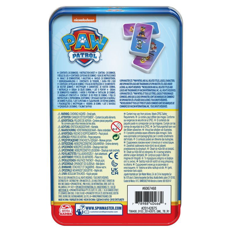 Spin Master Games Paw Patrol domino v pločevinasti škatli