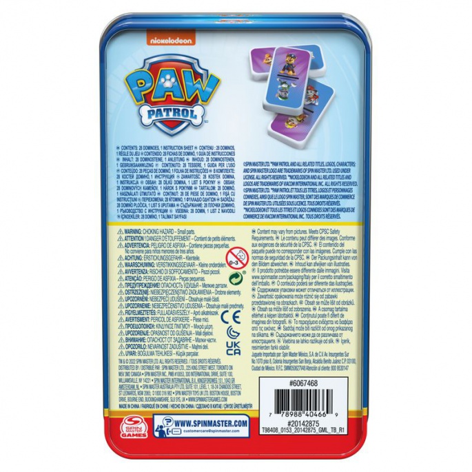 Spin Master Games Paw Patrol domino v pločevinasti škatli