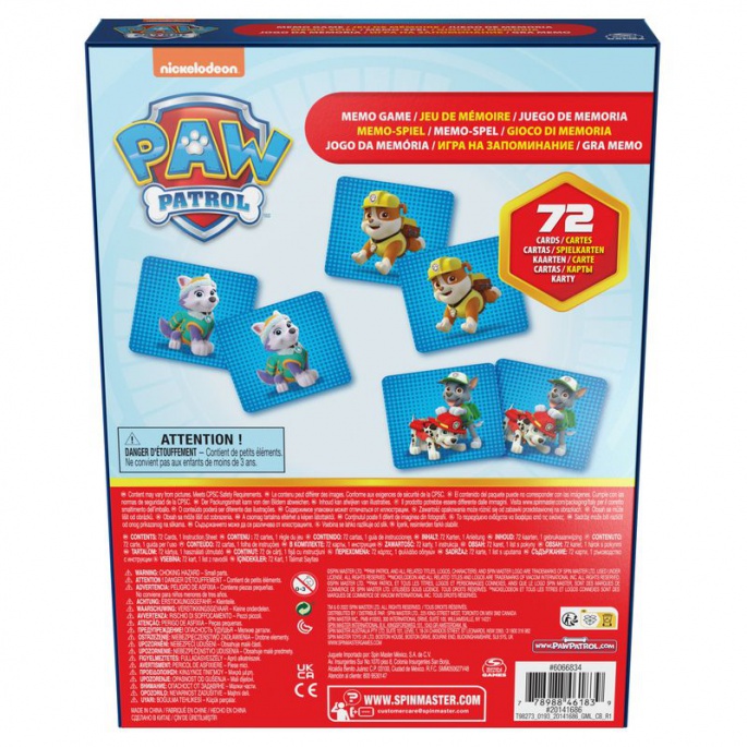 Spin Master Games Patrolne šape pexeso 72 kart