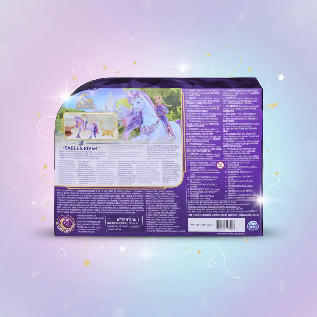 Podrobno izdelana lutka Isabel in njen svetleči enorog River.