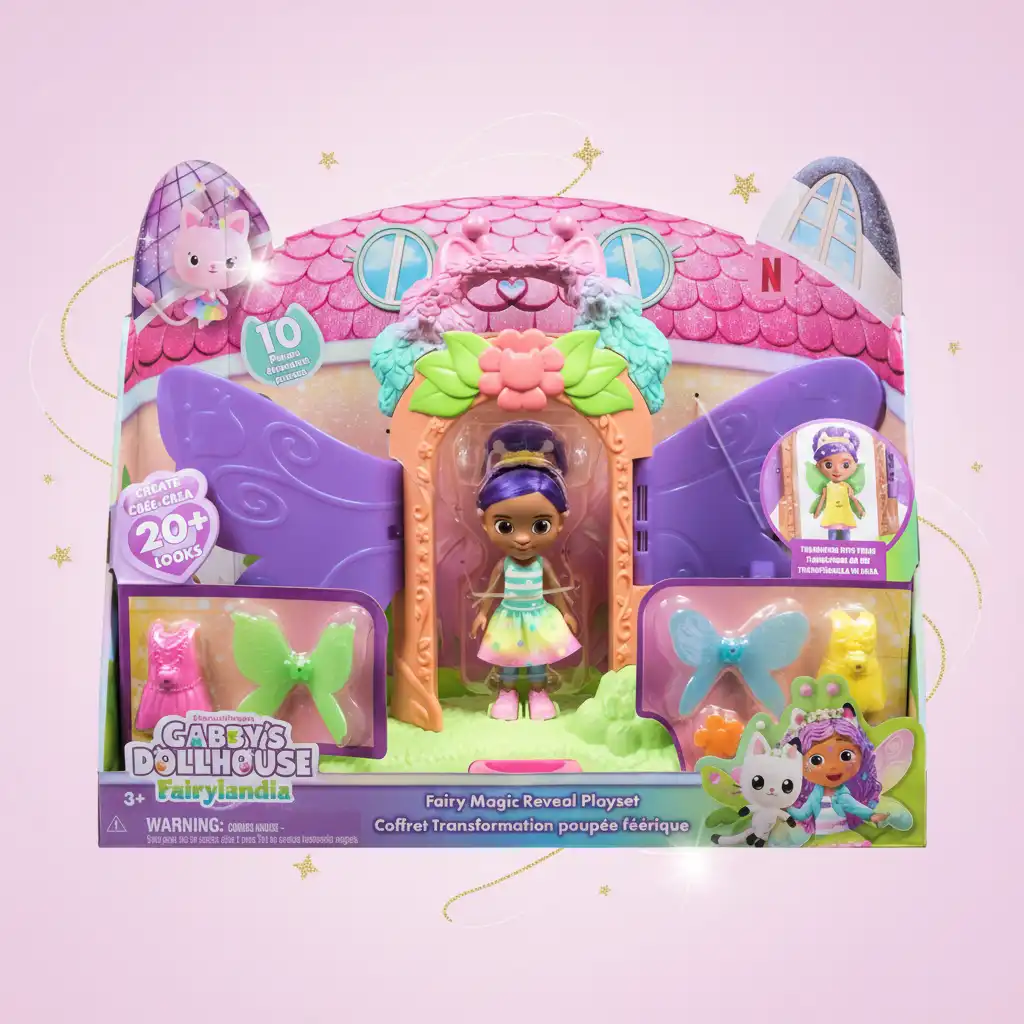 Podrobno oblikovana lutka Gabby z magnetnimi dodatki za lahko igro.
